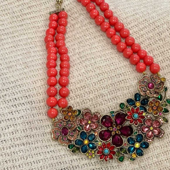Heidi Daus Swarovski Crystal Drop Necklace ~ Flower Show (Coral Color) - Picture 2 of 5